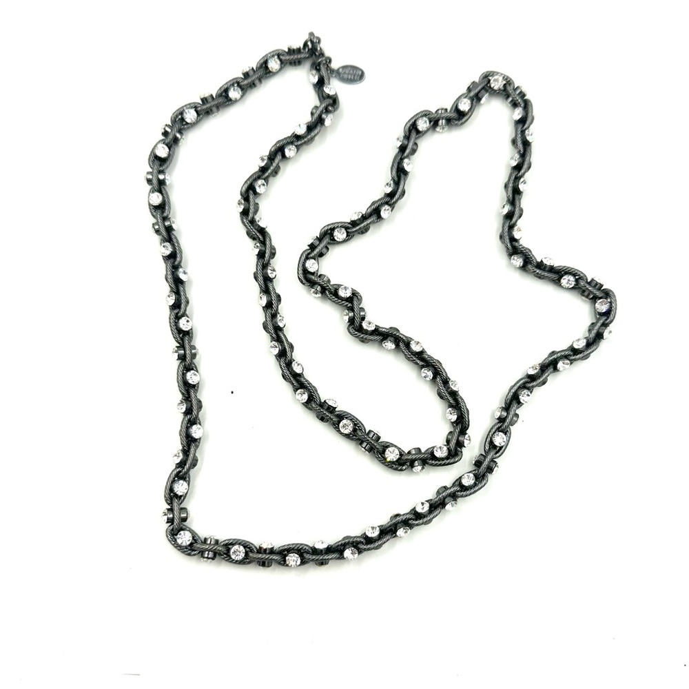 Nolan Miller Australian Crystal Gunmetal Rope Chain Necklace NWOT - Picture 1 of 10